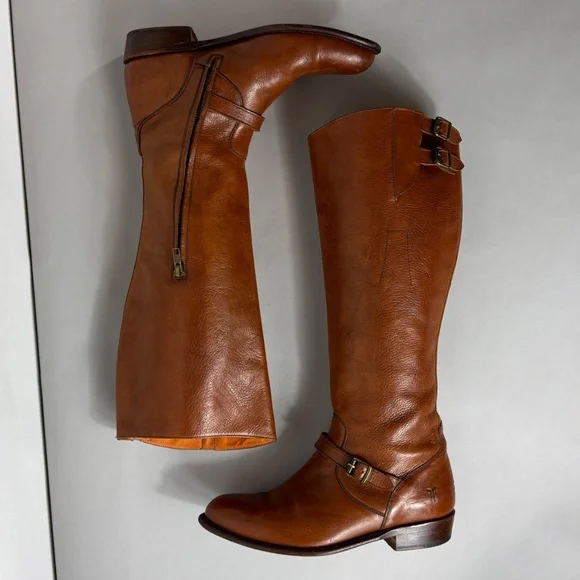 Frye Cognac Brown Leather Riding Boots - Picture 2 of 12